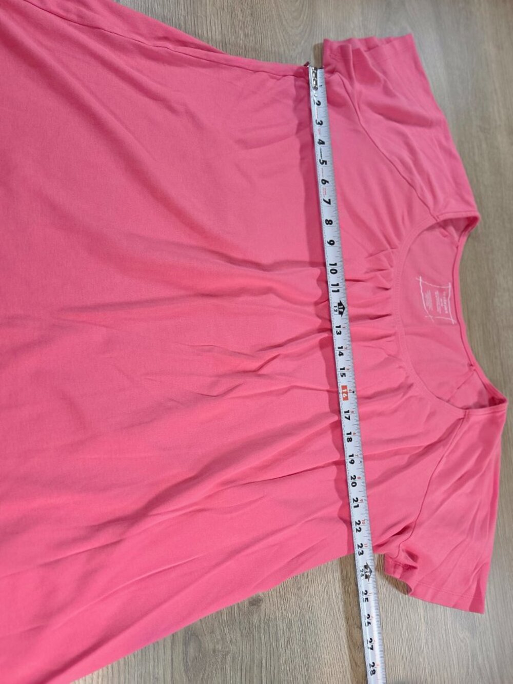 Lane Bryant Pink Supima Cotton Pleated Neck Short Sleeve Tee Shirt Size 26/28 - Picture 8 of 8